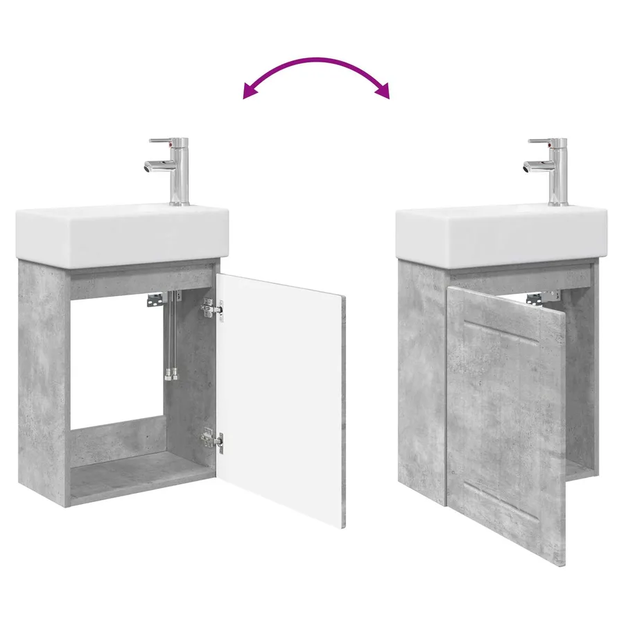 Meuble de salle de bain avec robinet Gris béton - 9