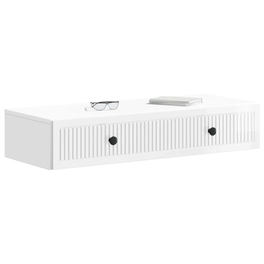 Table d'appoint murale Blanc brillant 87,5 x 34,5 x 17 cm - 3
