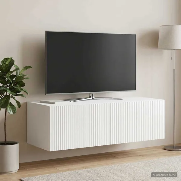 Meuble TV mural Montage mural Blanc brillant 98 x 41 x 30 cm