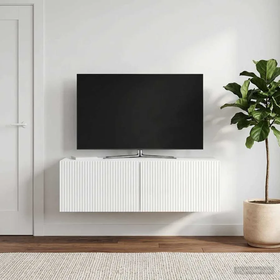 Meuble TV mural Montage mural Blanc brillant 98 x 41 x 30 cm - 4