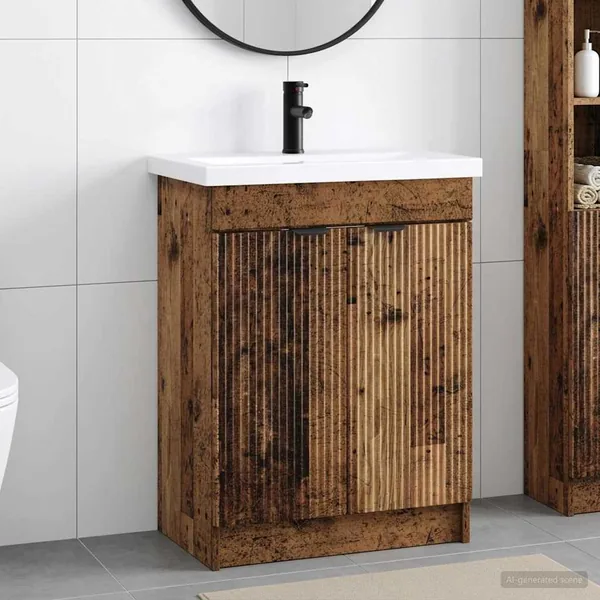 Ensemble de mobilier de salle de bain Bois ancien