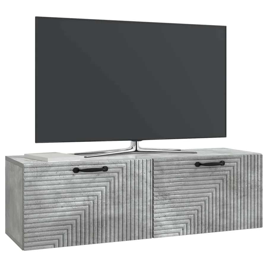 Meuble TV mural Gris béton 98 x 31 x 30 cm Bois d'ingénierie - 3