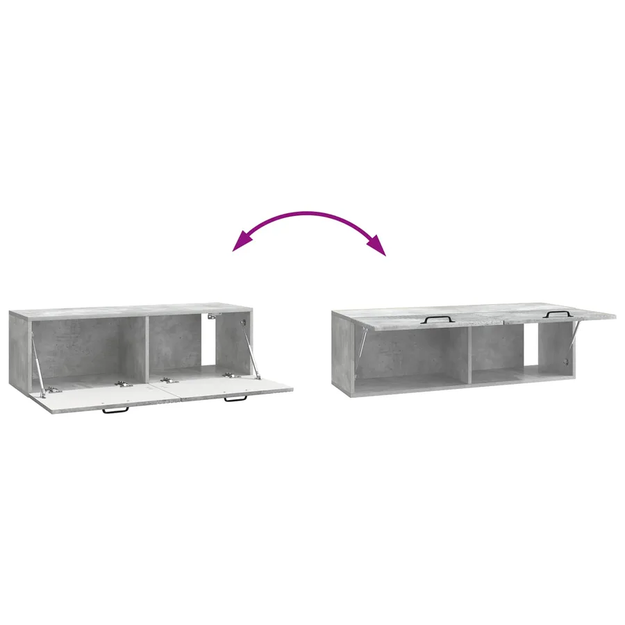 Meuble TV mural Gris béton 98 x 31 x 30 cm Bois d'ingénierie - 8