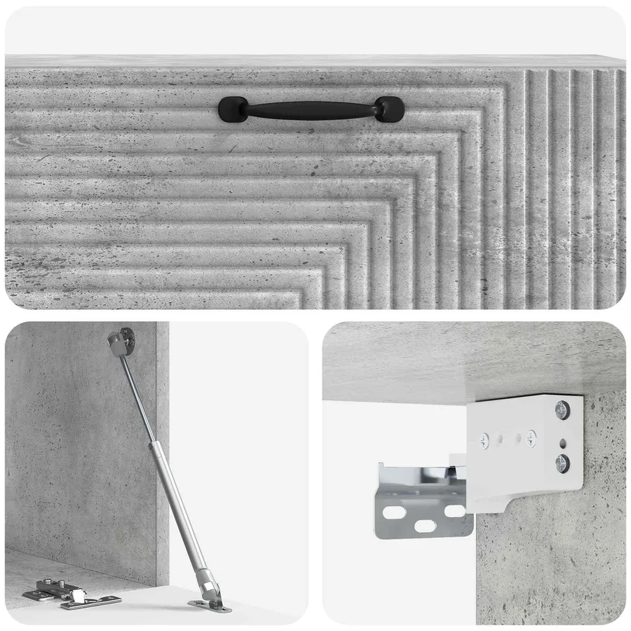 Meuble TV mural Gris béton 98 x 31 x 30 cm Bois d'ingénierie - 9