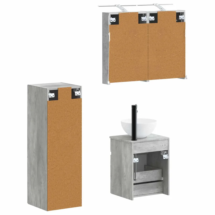 Ensemble de mobilier de salle de bain 4 pcs Gris béton - 5