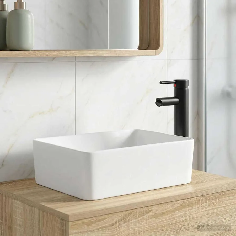 Lavabo de salle de bains Noir Mat 40,5 x 30,5 x 13 cm métal