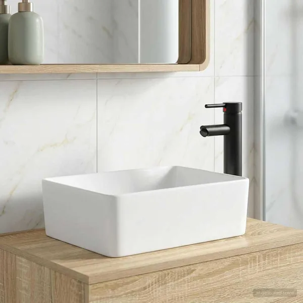 Lavabo de salle de bains Noir Mat 40,5 x 30,5 x 13 cm métal