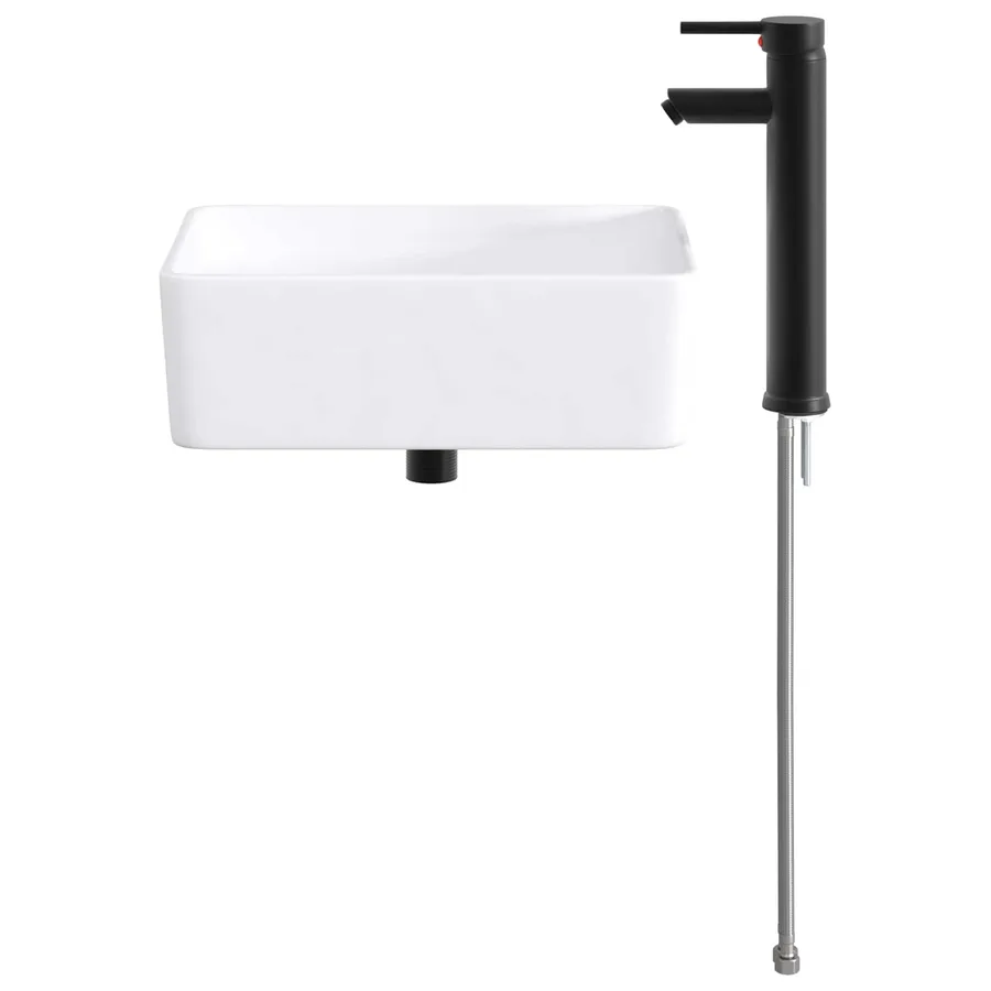 Lavabo de salle de bains Noir Mat 40,5 x 30,5 x 13 cm métal - 4