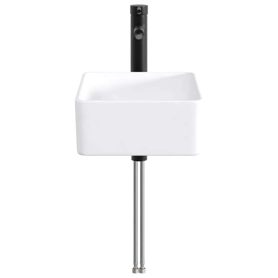Lavabo de salle de bains Noir Mat 40,5 x 30,5 x 13 cm métal - 5