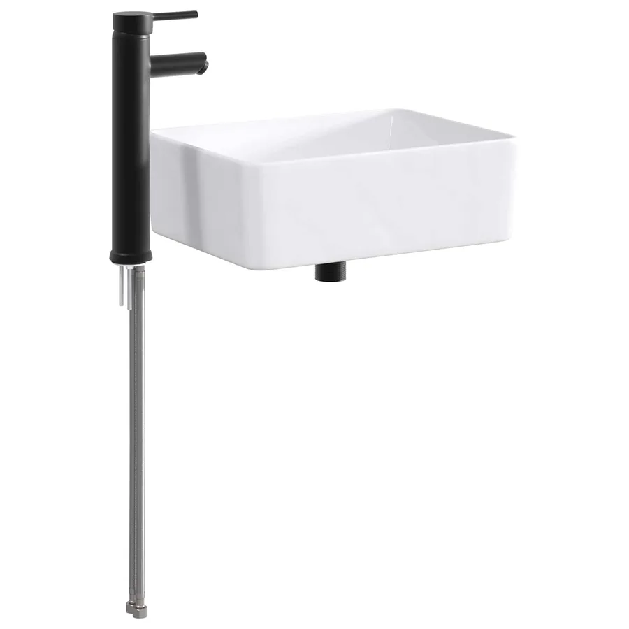 Lavabo de salle de bains Noir Mat 40,5 x 30,5 x 13 cm métal - 6