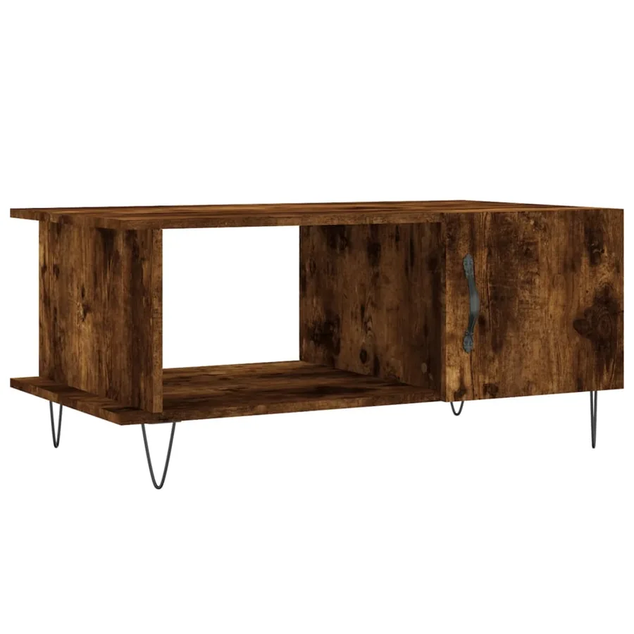 Table basse chêne fumé 90x50x40 cm bois d'ingénierie - 2
