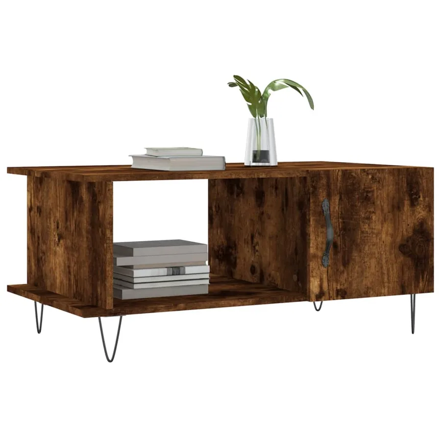 Table basse chêne fumé 90x50x40 cm bois d'ingénierie - 3