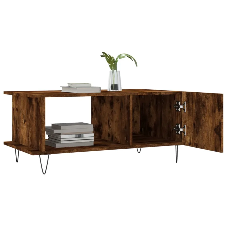 Table basse chêne fumé 90x50x40 cm bois d'ingénierie - 4