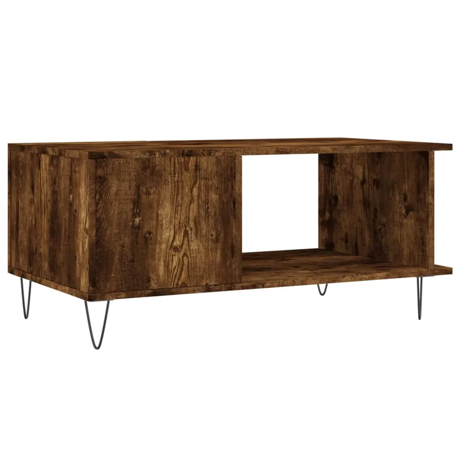 Table basse chêne fumé 90x50x40 cm bois d'ingénierie - 8