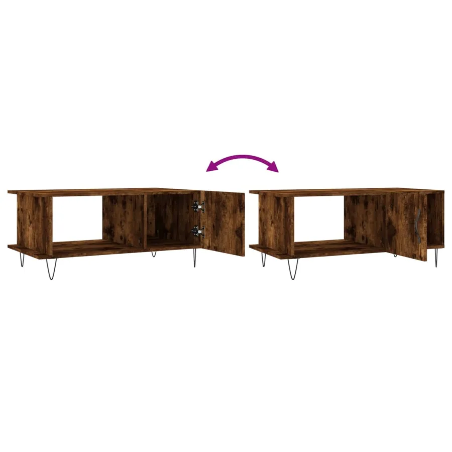 Table basse chêne fumé 90x50x40 cm bois d'ingénierie - 9