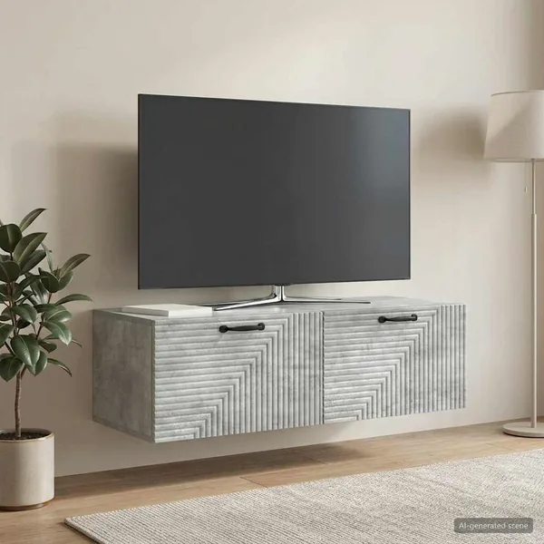 Meuble TV mural Gris béton 98 x 41 x 30 cm Bois d'ingénierie