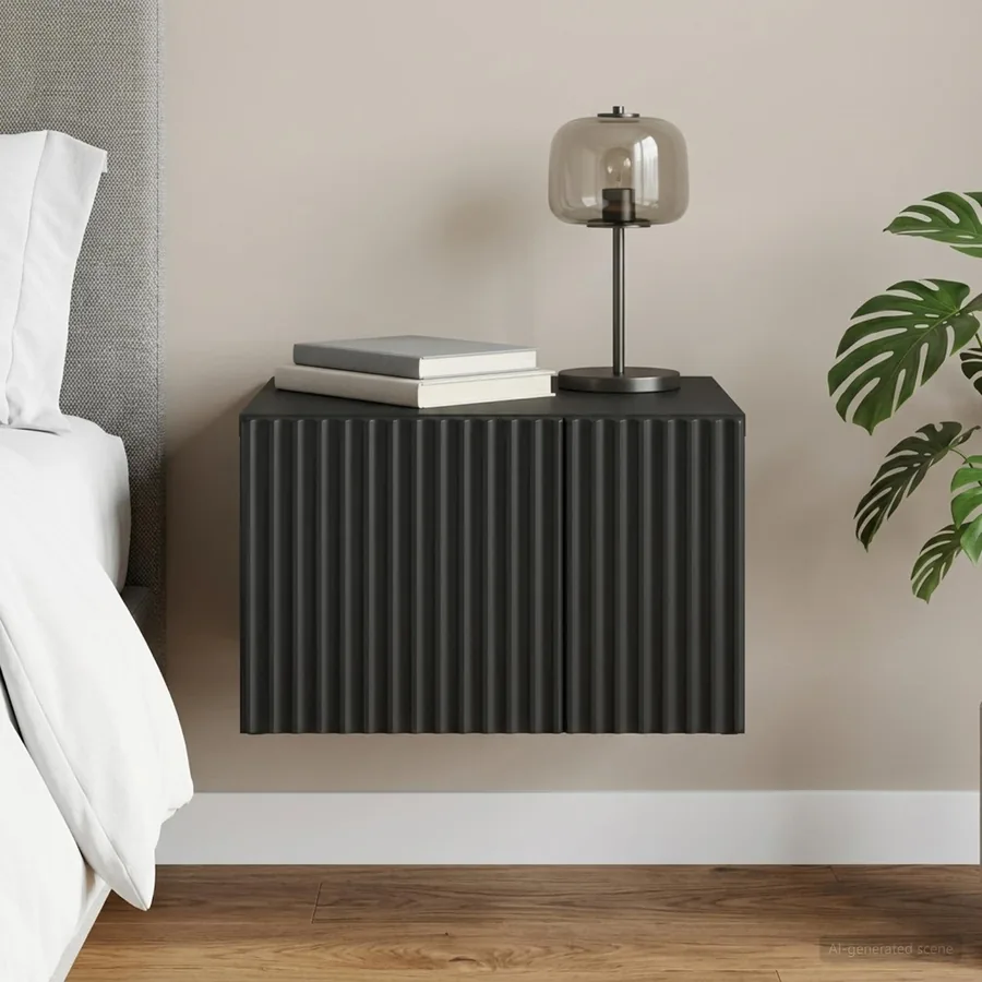 Cabinet de chevet mural avec tiroir Noir 33 x 34,5 x 20 cm