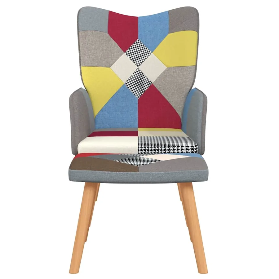 Chaise de relaxation avec repose-pied Patchwork Tissu - 3