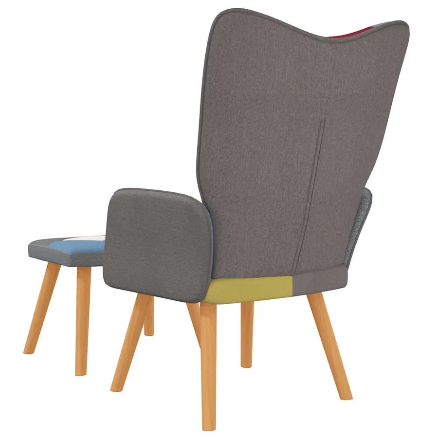 Chaise de relaxation avec repose-pied Patchwork Tissu - 5