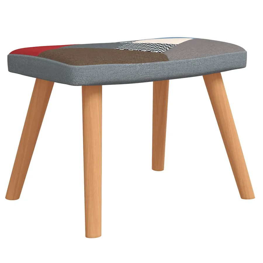 Chaise de relaxation avec repose-pied Patchwork Tissu - 6