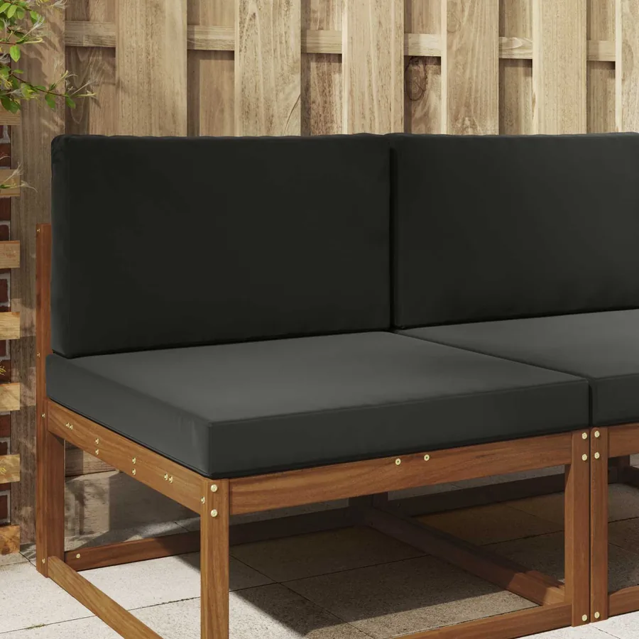 Coussin de canapé d'extérieur 2 pcs Noir Polyester