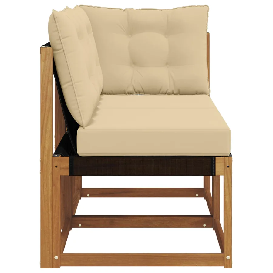 Canapé d’extérieur milieu et coin avec coussin 2 Pièce Naturel - 6