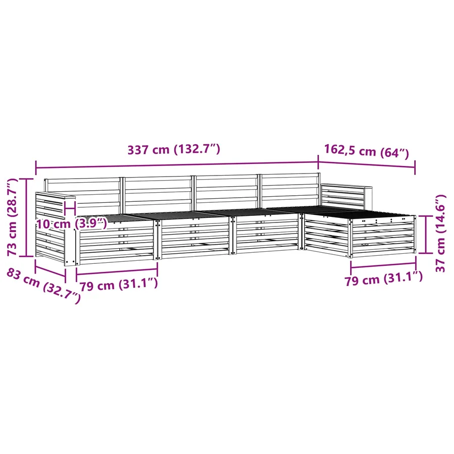 Ensemble de canapés d'extérieur 5 pcs Naturel - 8