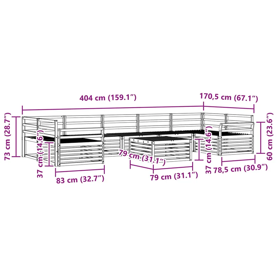 Ensemble de canapés d'extérieur 8 pcs Naturel - 10