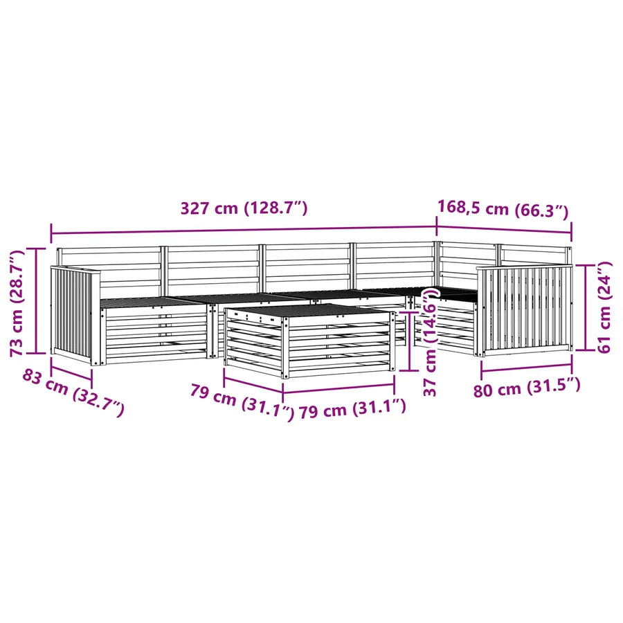 Ensemble de canapés d'extérieur 6 pcs Naturel - 10