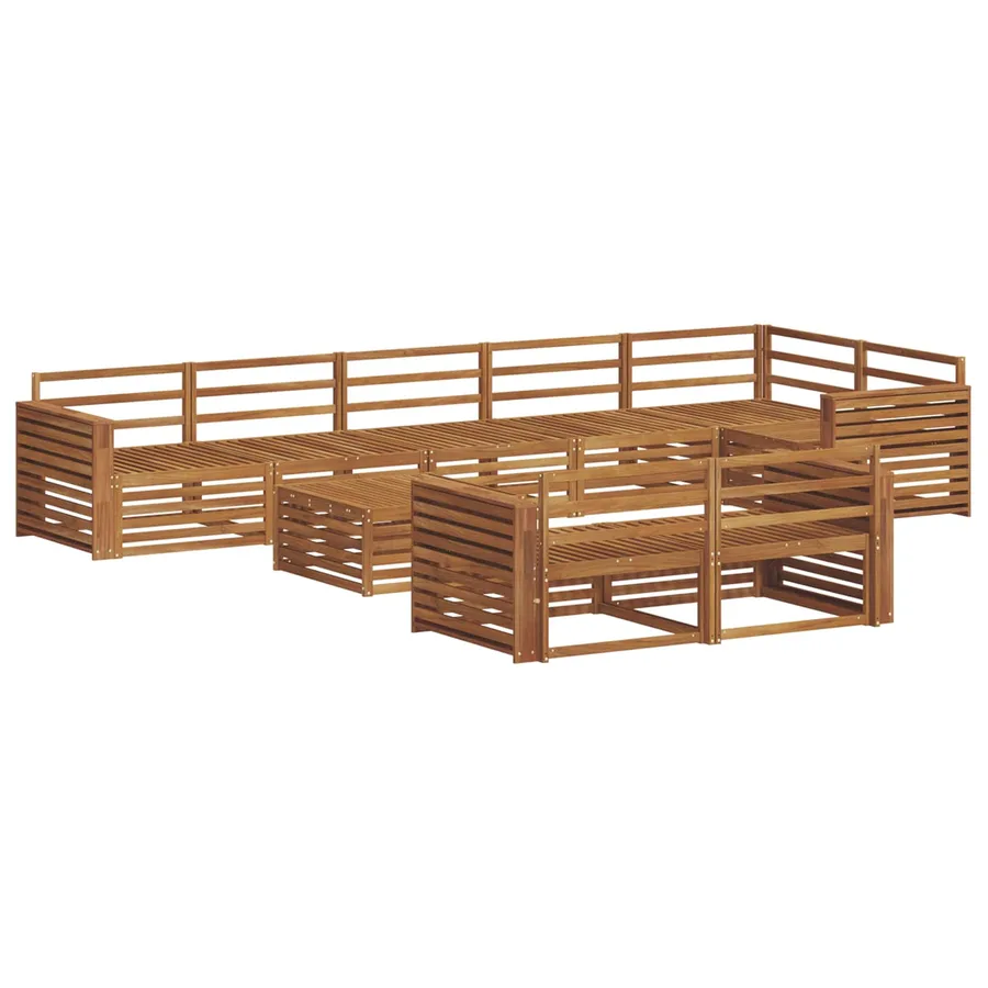 Ensemble de canapés d'extérieur 9 pcs Naturel - 2