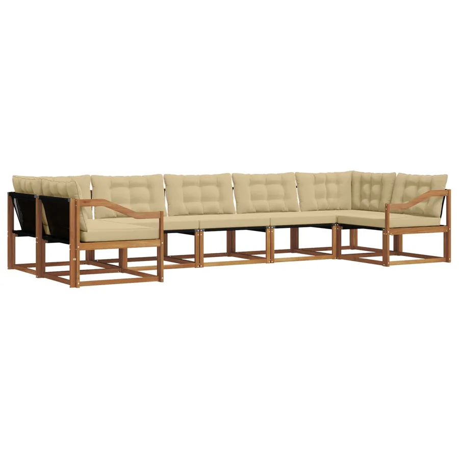 Ensemble de canapés d'extérieur 7 pcs Naturel et Beige - 2