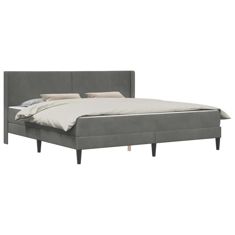 Cadre de lit avec matelas Gris foncé 200 x 200 cm Velours - 2