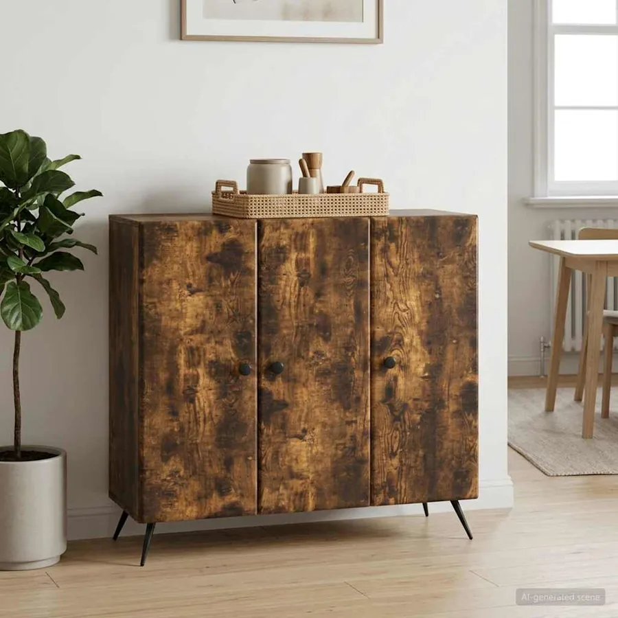 Buffet Chêne fumé 89 x 34,5 x 80 cm Bois d'ingénierie