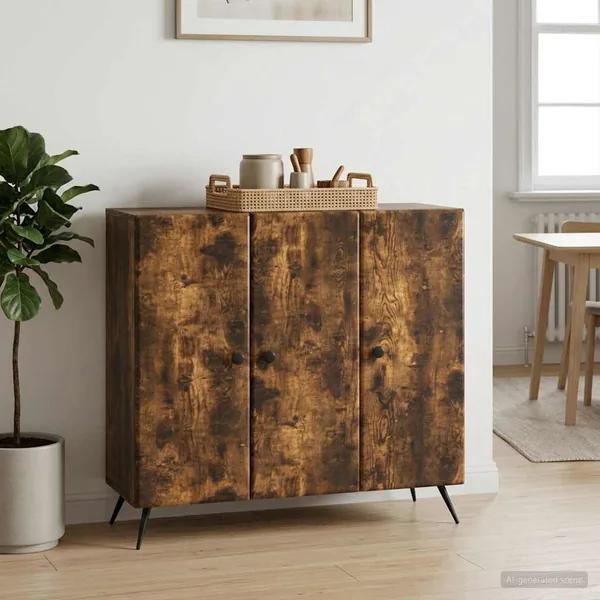 Buffet Chêne fumé 89 x 34,5 x 80 cm Bois d'ingénierie