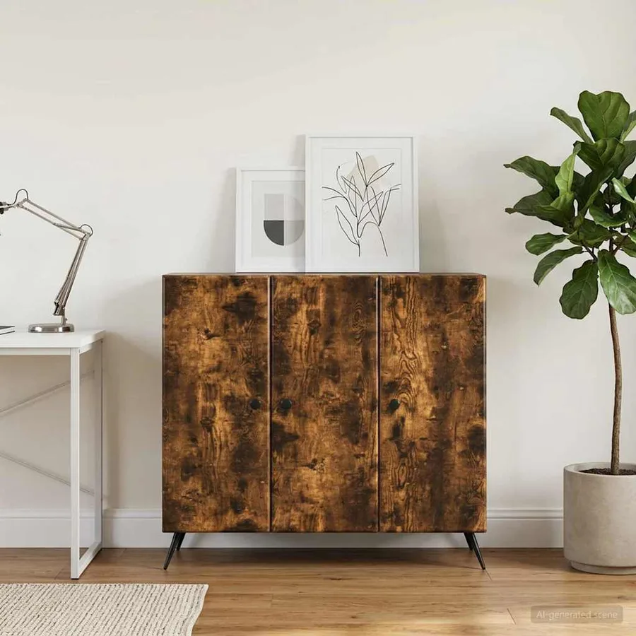 Buffet Chêne fumé 89 x 34,5 x 80 cm Bois d'ingénierie - 4