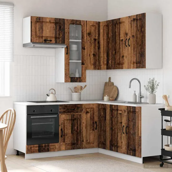 Unité de cuisine KALMAR 8 pcs Bois ancien Bois d'ingénierie