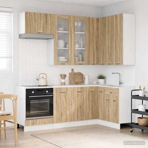 Unité de cuisine LYON 8 pcs Chêne Sonoma Bois d'ingénierie