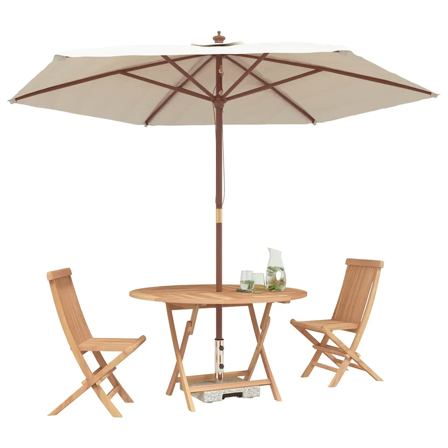 Ensemble bistro de jardin 3 pcs Naturel Bois de teck massif - 3