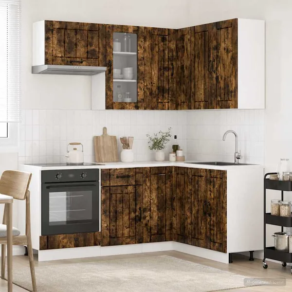 Unité de cuisine LUCCA 8 pcs Chêne fumé Bois d'ingénierie