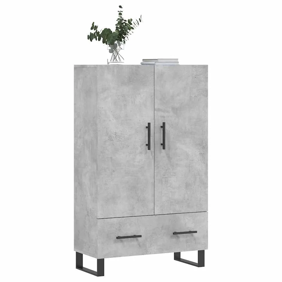 Buffet haut gris béton 69,5x31x115 cm bois d'ingénierie - 3