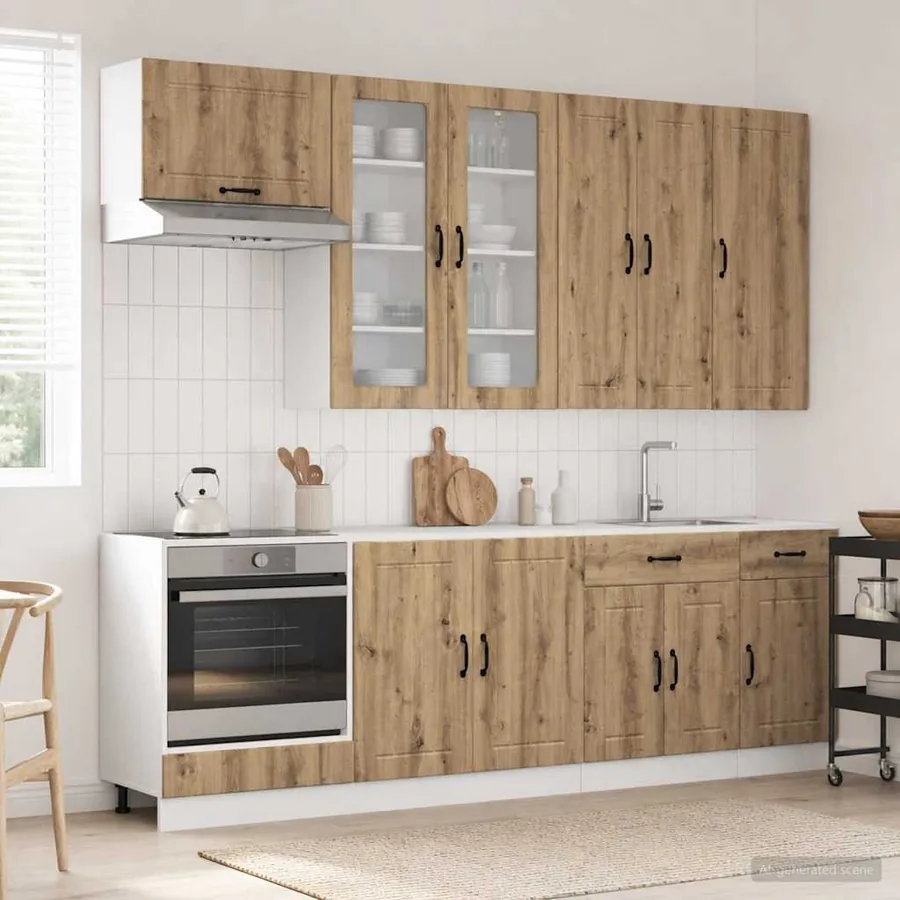 Unité de cuisine LUCCA 8 pcs Chêne artisanal Bois d'ingénierie