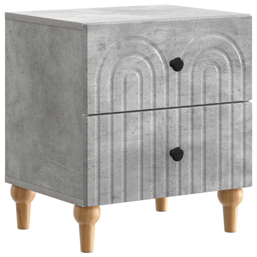 Cabinet de chevet avec tiroir Gris béton 43 x 34,5 x 48 cm - 2