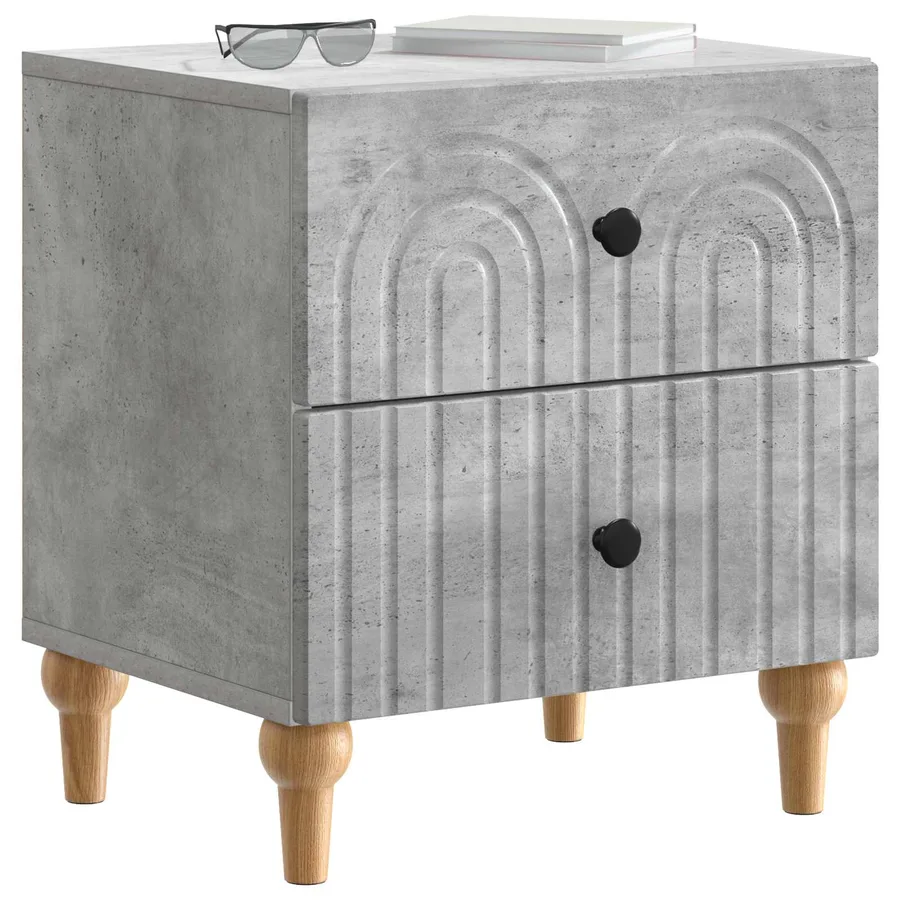 Cabinet de chevet avec tiroir Gris béton 43 x 34,5 x 48 cm - 3