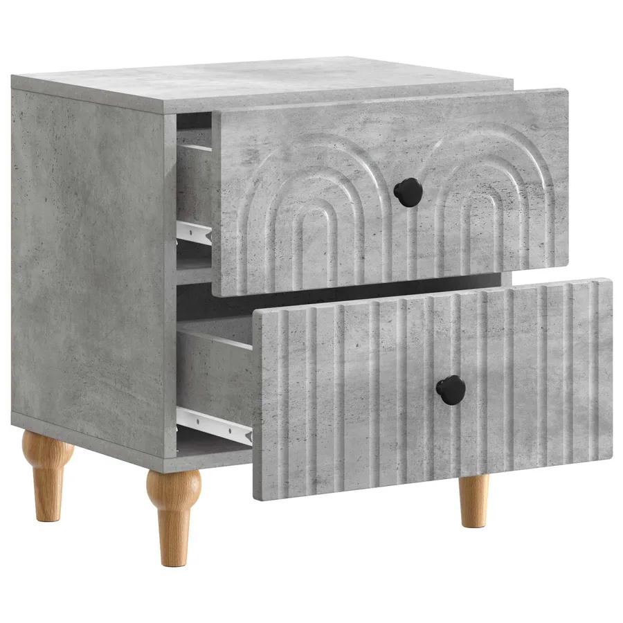 Cabinet de chevet avec tiroir Gris béton 43 x 34,5 x 48 cm - 4