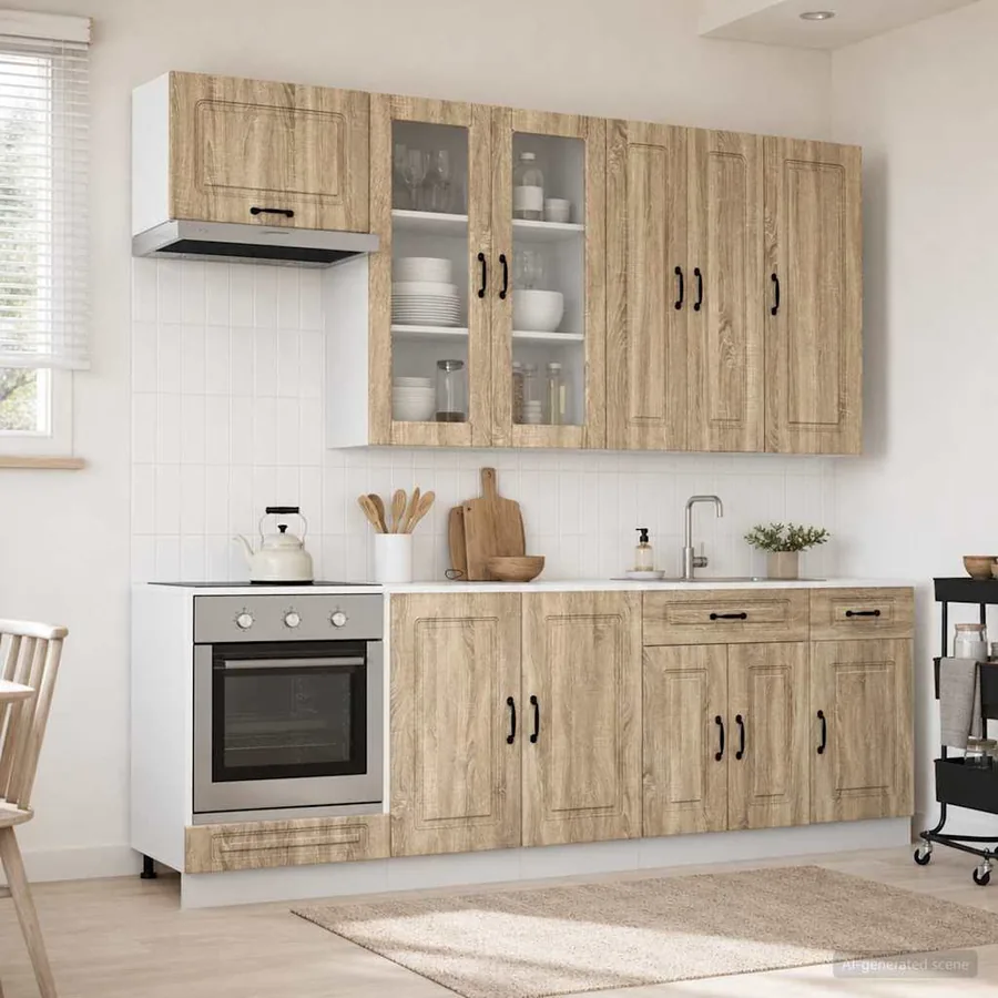 Unité de cuisine KALMAR 8 pcs Chêne Sonoma Bois d'ingénierie