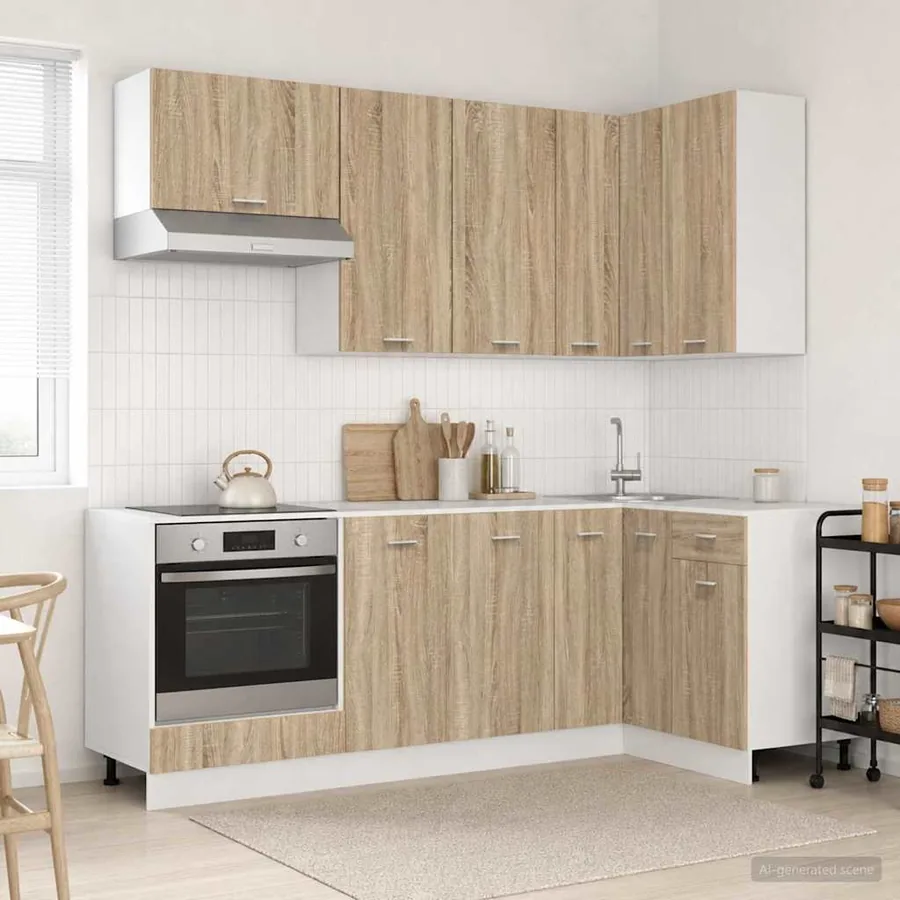 Unité de cuisine LYON 8 pcs Chêne Sonoma Bois d'ingénierie