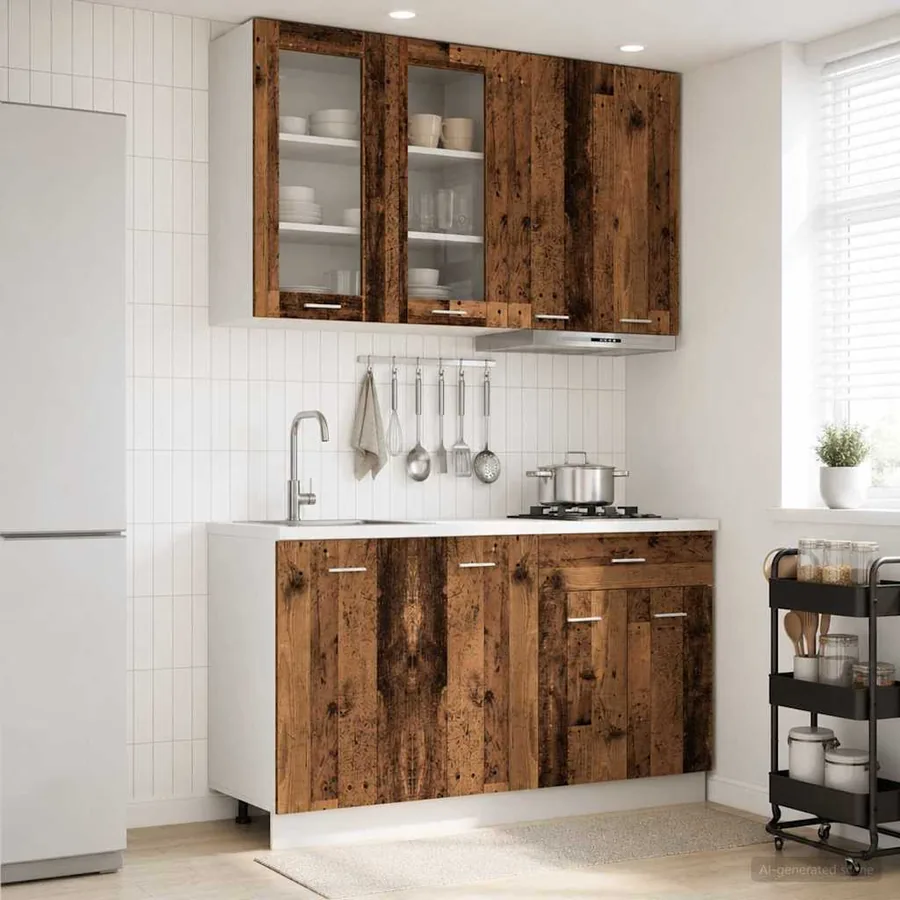 Unité de cuisine LYON 4 pcs Bois ancien Bois d'ingénierie