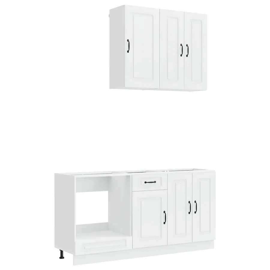 Unité de cuisine KALMAR 5 pcs Blanc brillant Bois d'ingénierie - 2
