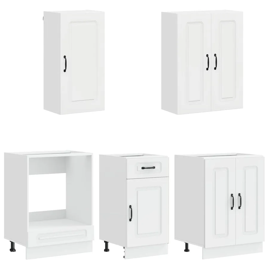 Unité de cuisine KALMAR 5 pcs Blanc brillant Bois d'ingénierie - 3