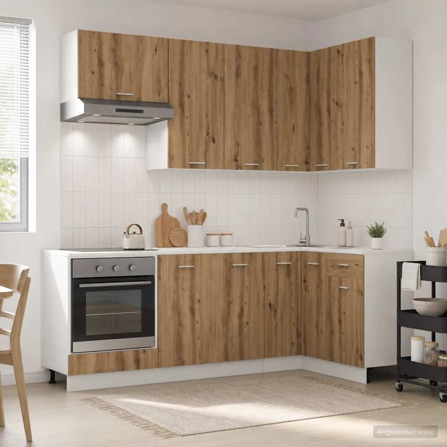 Unité de cuisine LYON 8 pcs Chêne artisanal Bois d'ingénierie